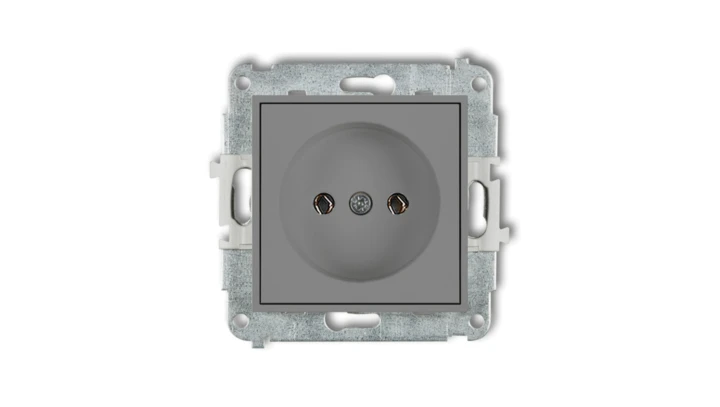 MINI Mechanizm gniazda pojedynczego bez uziemienia 2P (bez przesłon torów prądowych) szary mat 27MGP-1