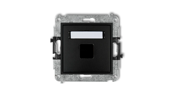 MINI Mechanizm gniazda multimedialnego pojedynczego bez modułu (standard Keystone) czarny mat 12MGM-1P