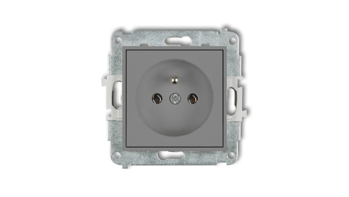 MINI Mechanizm gniazda pojedynczego z uziemieniem 2P+Z (bez przesłon torów prądowych) szary mat 27MGP-1z