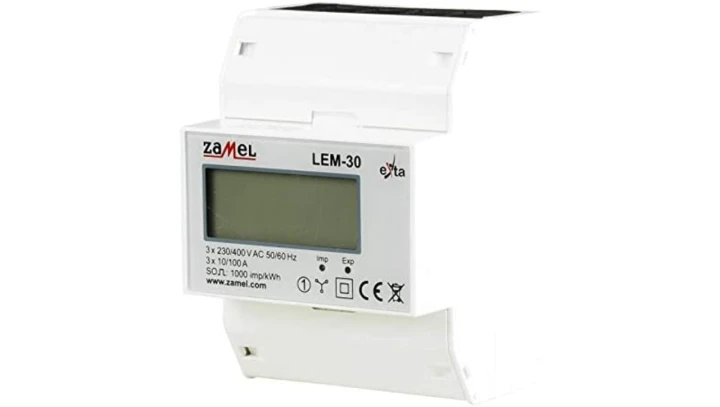Licznik energii elektrycznej 3-fazowy LCD 100 A 4-MOD LEM-30 EXT10000235