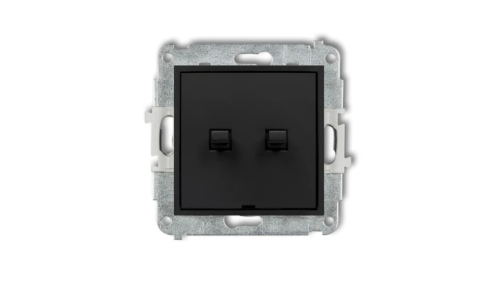 MINI Mechanizm łącznika jednobiegunowego ze schodowym w stylu amerykańskim (dwa klawisze bez piktogramów, wspólne zasilanie) cza