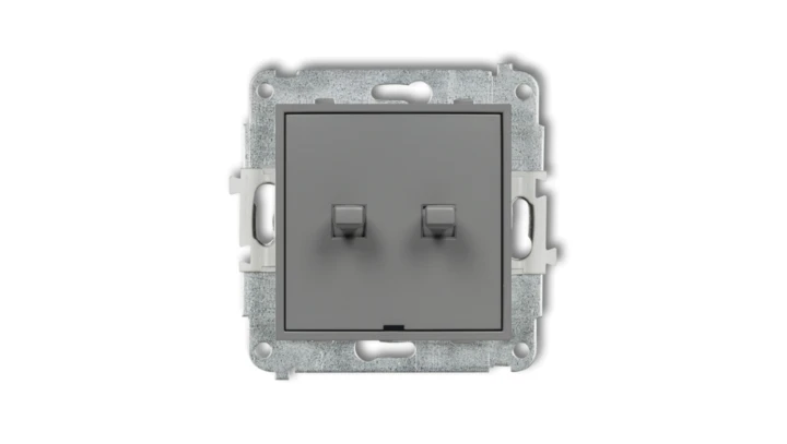 MINI Mechanizm łącznika jednobiegunowego ze schodowym w stylu amerykańskim (dwa klawisze bez piktogramów, wspólne zasilanie) sza