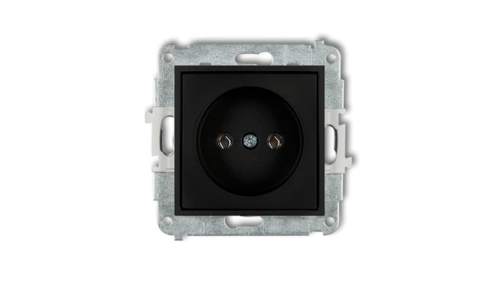 MINI Mechanizm gniazda pojedynczego bez uziemienia 2P (bez przesłon torów prądowych) czarny mat 12MGP-1