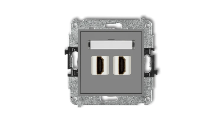 MINI Mechanizm gniazda podwójnego HDMI 2.0 szary mat 27MHDMI-4