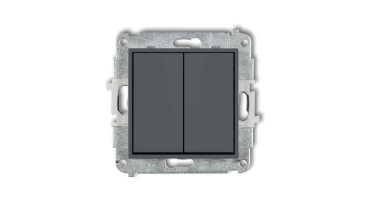 MINI Mechanizm łącznika żaluzjowego z podtrzymaniem (dwa klawisze bez piktogramów) grafitowy mat 28MWP-88.1