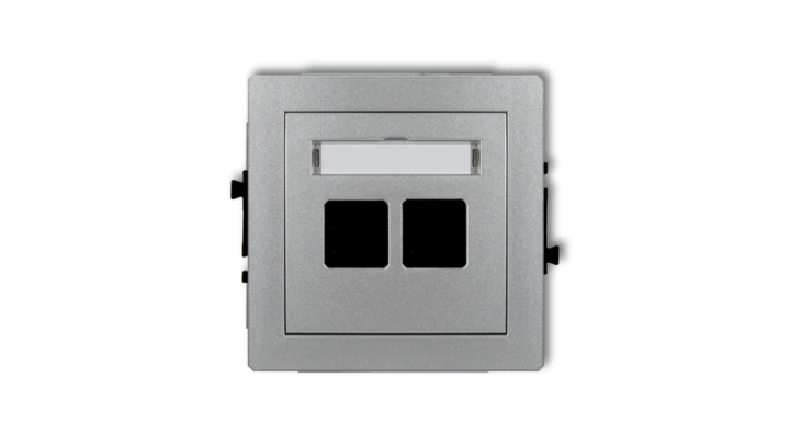 DECO Mechanizm gniazda komputerowego podwójnego bez modułu srebrny metalik 7DGM-2p PT-GN-DE-80-07-ND-00