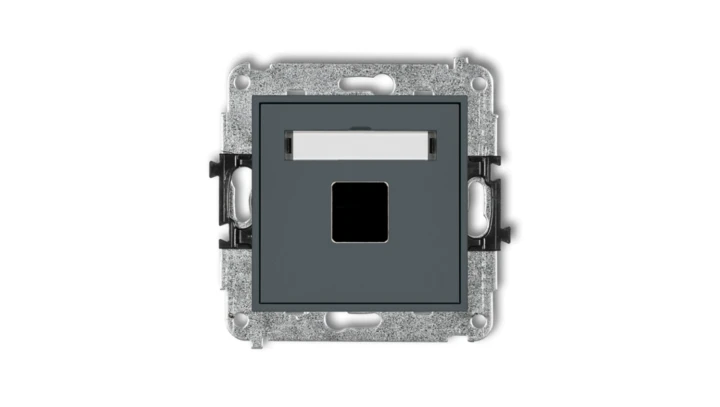 MINI Mechanizm gniazda multimedialnego pojedynczego bez modułu (standard Keystone) grafitowy mat 28MGM-1P
