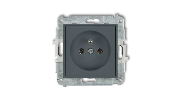 MINI Mechanizm gniazda pojedynczego z uziemieniem 2P+Z (bez przesłon torów prądowych) grafitowy mat 28MGP-1z