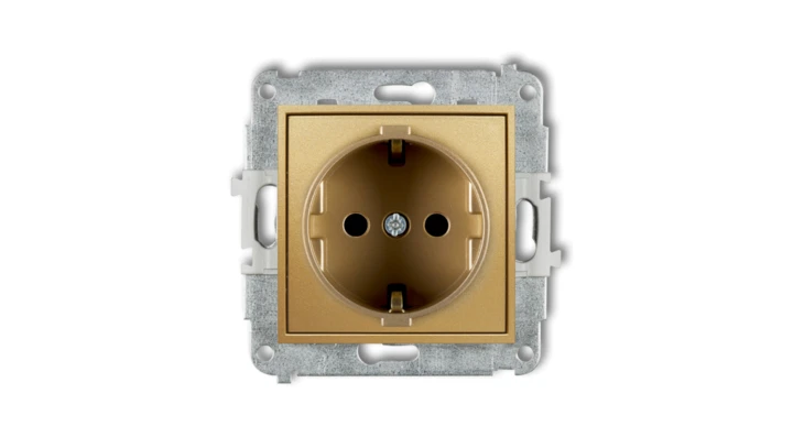 MINI Mechanizm gniazda pojedynczego z uziemieniem SCHUKO 2P+Z (przesłony torów prądowych) złoty 29MGP-1sp