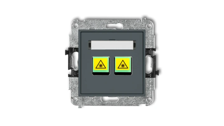 MINI Mechanizm gniazda multimedialnego podwójnego bez modułu (standard Keystone) grafitowy mat 28MGM-2P