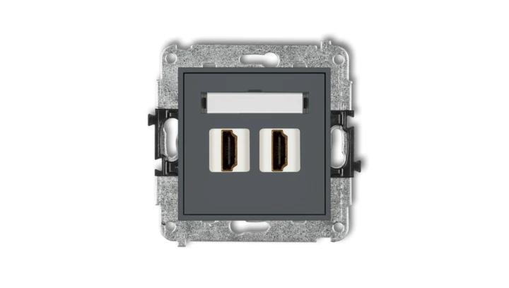 MINI Mechanizm gniazda podwójnego HDMI 2.0 grafitowy mat 28MHDMI-4