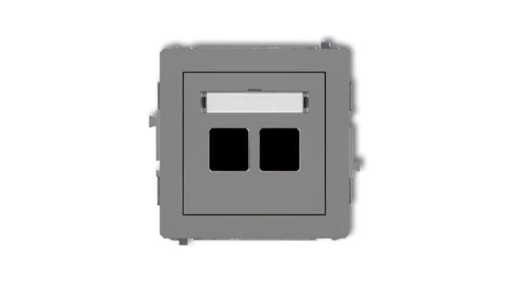 DECO Mechanizm gniazda komputerowego podwójnego bez modułu szary mat 27DGK-2p PT-GN-DE-80-27-ND-00