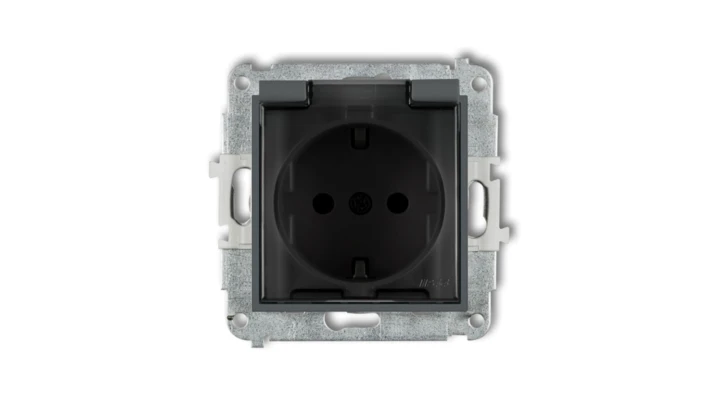 Mechanizm gniazda bryzgoszczelnego z uziemieniem SCHUKO 2P+Z (klapka dymna, przesłony torów prądowych) 28MGPB-1sdp