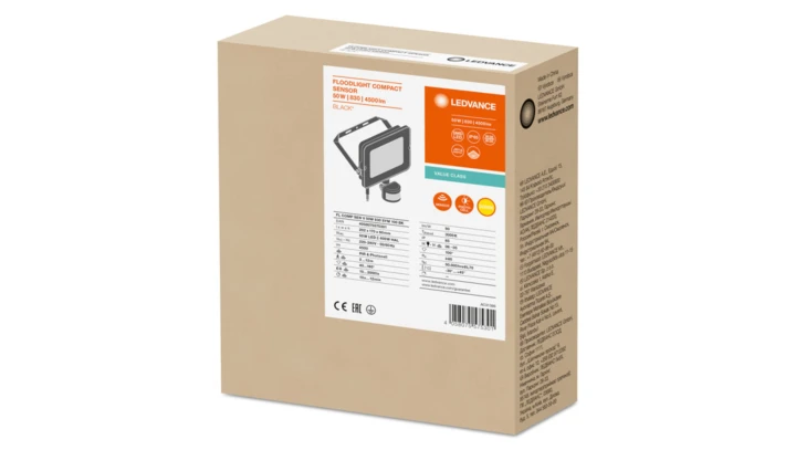 Projektor LED FLOOD COMPACT SENSOR V 50W 830 SYM 100 BK 4058075575301