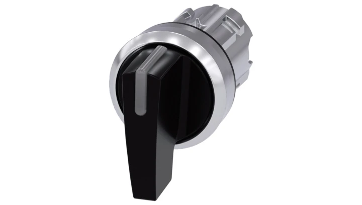Przełącznik długie pióro 3 pozycyjny 22mm bez samopowrotu możl podświetlenie czarny metal SIRIUS ACT 3SU1052-2CL10-0AA0