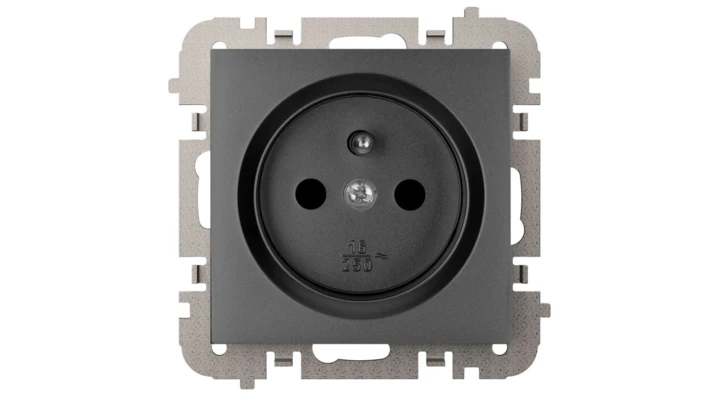 Vestra Gniazdo 2P+Z bez ramki podtynkowe IP20 czarny 3833-19