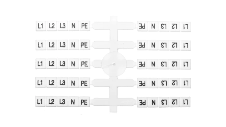 Oznacznik elastyczny do złączek szynowych EO3 /L1, L2, L3, N, PE/ 40x5szt. (200szt.) 003901816