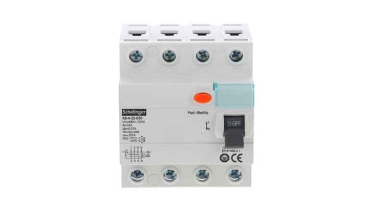 Wyłącznik różnicowoprądowy A 4P 25A 30mA Schelinger A03-K8-4-25-030