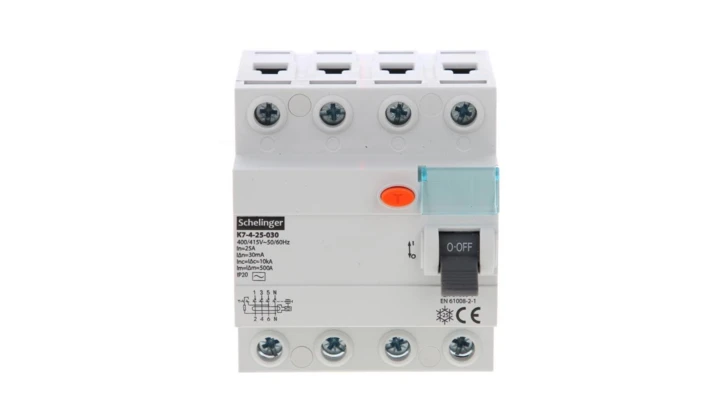 WYŁĄCZNIK RÓŻNICOWOPRĄDOWY AC 4P 25A 30mA SCHELINGER A03-K7-4-25-030
