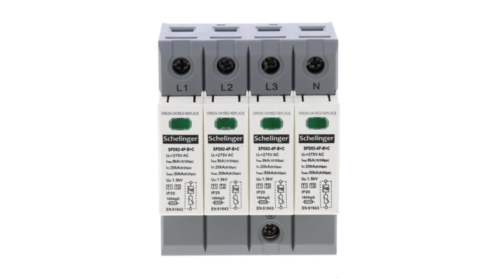OGRANICZNIK PRZEPIĘĆ 4P 8kA(10/350) KLASA Typ T1+T2 SCHELINGER A51-SPD02-4P
