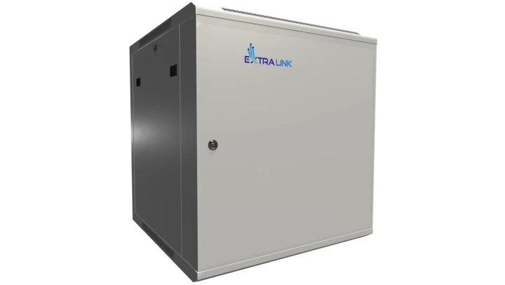 Szafa rack montowana na ścianie, drzwi blaszane pełne Extralink 12U 600x600 ASP Szara