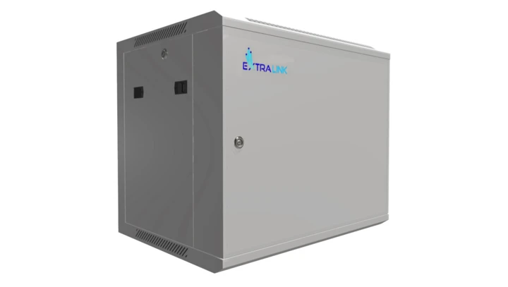 Szafa rack montowana na ścianie, drzwi blaszane pełne Extralink 9U 600x450 ASP Szara