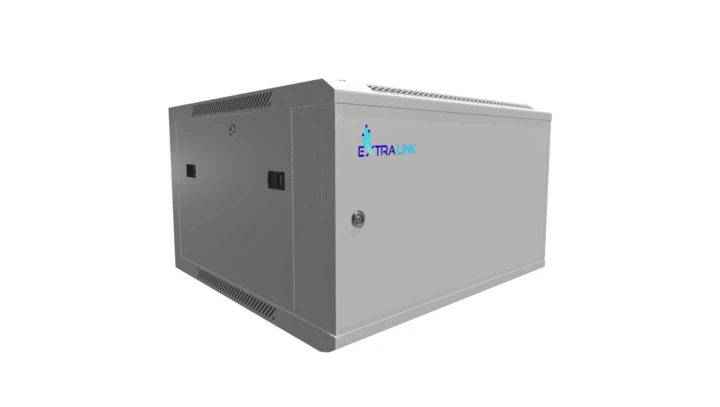 Szafa rack montowana na ścianie, drzwi blaszane pełne Extralink 6U 600x600 ASP Szara