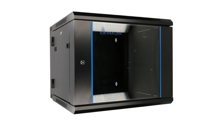 Szafa rack montowana na ścianie, dwusekcyjna Extralink 6U 600x600 AZH Czarna