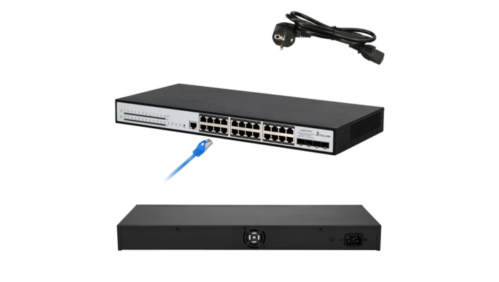 Switch PoE 24x RJ45 1000Mb/s PoE, 4x SFP+, L3, zarządzalny, 370W Extralink Chiron Pro