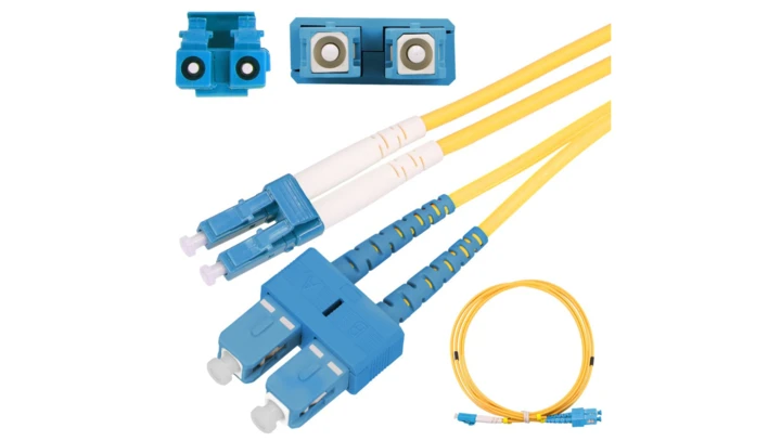 Patchcord PVC, Jednomodowy, Duplex, G652D, 3mm, 1m Extralink SC/UPC-LC/UPC