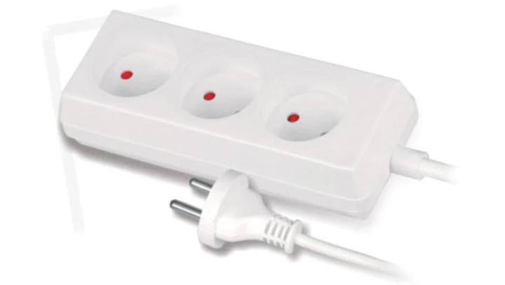 Przedłużacz 3-gniazda b/u 10A 3m /OMY 2x1/ biały PS-360