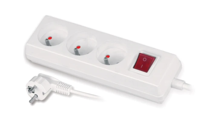 Przedłużacz z wyłącznikiem 3-gniazda z/u 10A 5m /OMY 3x1/ biały PS-370WS