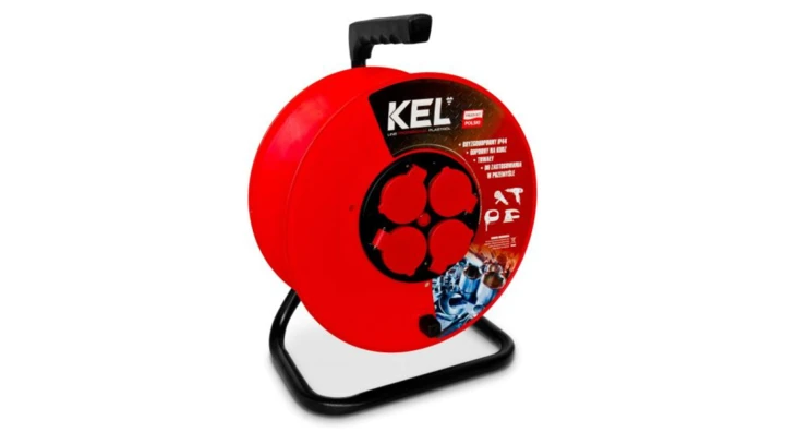 Nawijak bębnowy 4-gniazdowy z/u IP44 /max 50m 3x1,5/ W-97082