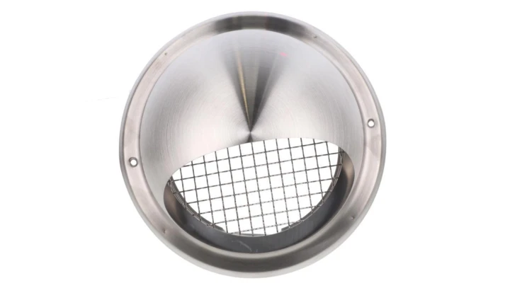 Czerpnia-wyrzutnia ścienna chromoniklowa z okapnikiem fi 160 mm O SV-160