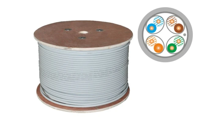 Kabel teleinformatyczny F/FTP kat.6A LSOH B2ca (10Gb/s) szary ALANTEC /500m/