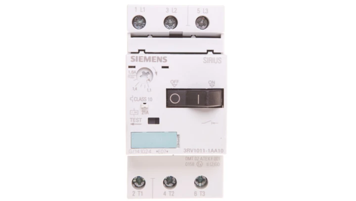 Wyłącznik silnikowy 3P 0,55kW 1,1-1,6A S00 3RV1011-1AA10