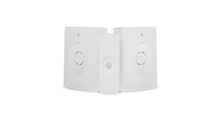 Zestaw dwóch dzwonków bezprzewodowych z pilotem, learning system, bateryjny, 38 dzwięków, DB-1B/2C/B BIAŁY