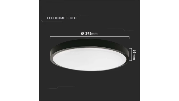 Plafoniera LED 24W 2400lm 4000K IP44 Okrągła fi295 Mleczny Czarna Ramka z mikrofalowym czujnikiem ruchu 7670