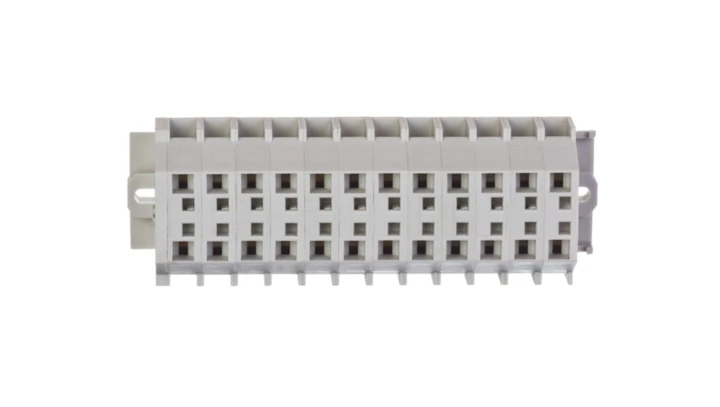 Listwa zaciskowa 12-torowa 2-przewodowa ExeII 4mm2 z uchwytami montażowymi fi 3,2mm jasnoszara 262-142