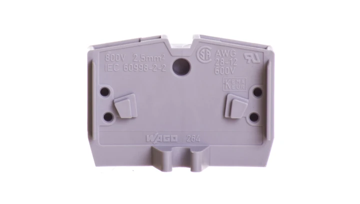 Złączka 2-przewodowa 2,5mm2 z mocowaniem śrubowym szara 264-301 /100szt./