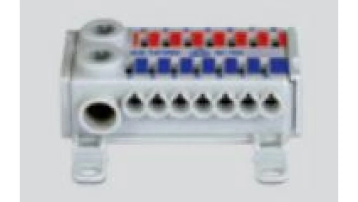 Blok rozdzielczy CU ECB 2-polowy 2x25mm2 , 2x (7x4mm2) czerwony/niebieski KS741RN