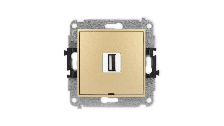 ICON Mechanizm gniazda pojedynczego USB A-A 2.0, bez pola opisowego złoty 29IGUSBBO-1
