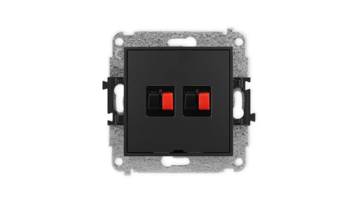 ICON Mechanizm gniazda głośnikowego podwójnego, bez pola opisowego czarny mat 12IGGBO-2