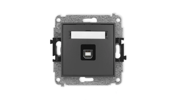 ICON Mechanizm gniazda pojedynczego USB A-B 2.0 grafitowy mat 28IGUSB-3
