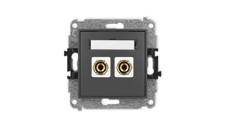 ICON Mechanizm gniazda głośnikowego poj. (typu banan - czerwony i czarny, pozłacany, 4 mm2, do lutowania) grafitowy mat 28IGG-3