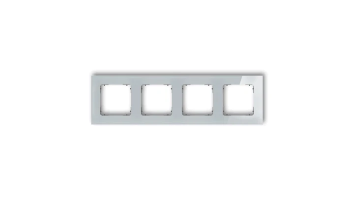 ICON Ramka uniwersalna poczwórna kwadratowa - efekt szkła (ramka: szara spód: grafitowy mat) 15-28-IRSK-4