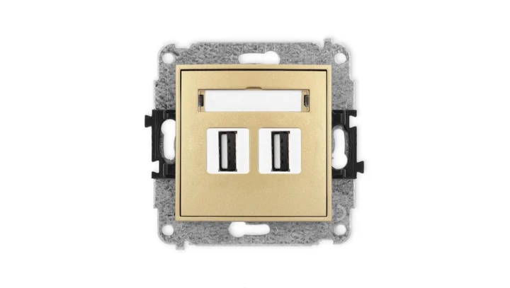 ICON Mechanizm gniazda podwójnego 2xUSB A-A 2.0 złoty 29IGUSB-2