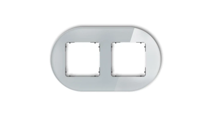 ICON Ramka uniwersalna podwójna okrągła - efekt szkła (ramka: szara spód: grafitowy mat) 15-28-IRSO-2