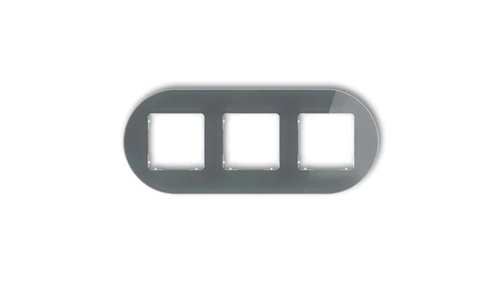 ICON Ramka uniwersalna potrójna okrągła - efekt szkła (ramka: grafitowa spód: biały) 28-0-IRSO-3