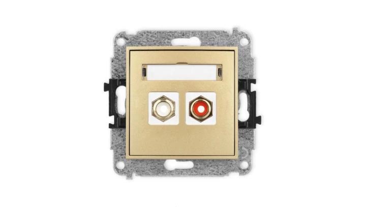 ICON Mechanizm gniazda podwójnego RCA (typu cinch - biały i czerwony, pozłacany) złoty 29IGRCA-2